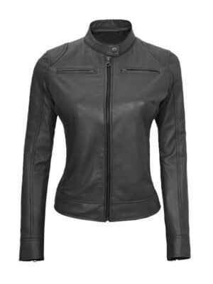 Black Cafe Racer Leather Jacket