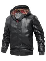 Men's Hooded Biker Leather Jacket