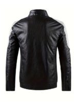 Men's Black White Faux Biker Jacket