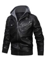 Men's Black Biker Bomber Leather Jacket