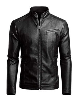 Men's Slim Fit Black Biker Jacket