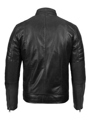 Men's Black Cafe Racer Leather Jacket