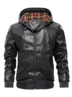 Men's Black Hooded Bomber Jacket