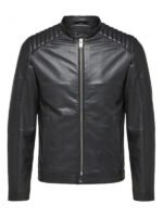 Men's Black Quilted Shoulder Jacket