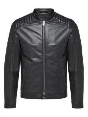 Men's Black Quilted Shoulder Jacket