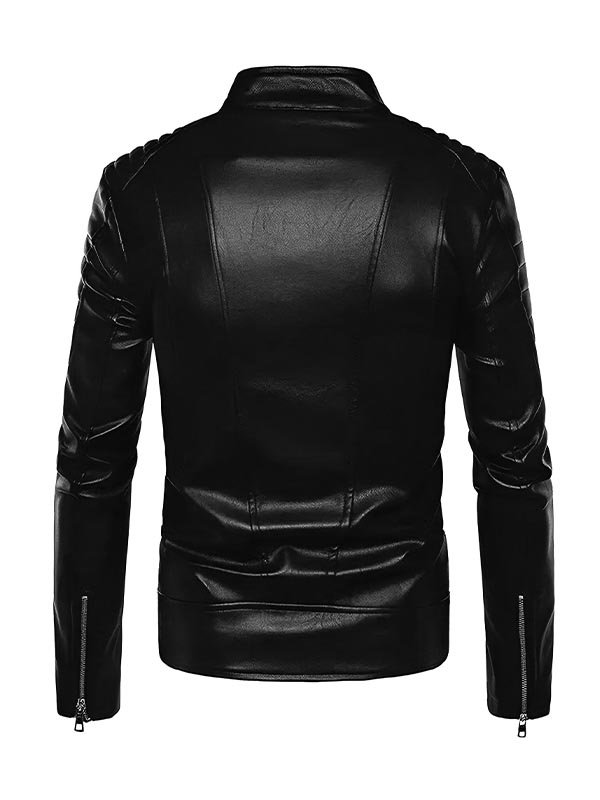 Men's Black Leather Biker Jacket