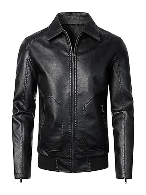 Men's Black Classic Bomber Zipper Jacket