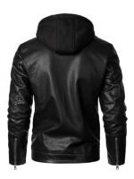 Men's Hooded Black Motorcycle Jacket