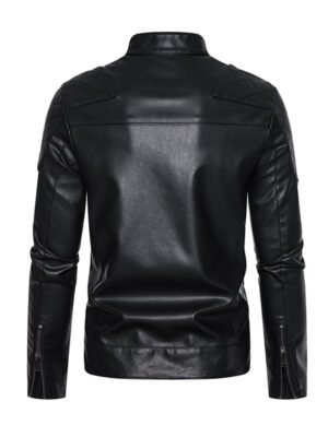 Men's Black Quilted Shoulder Biker Jacket