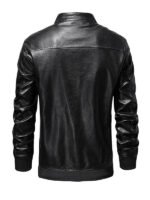 Men's Black Stand Collar Biker Jacket