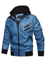 Men's Blue Biker Bomber Jacket