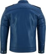 Men's Blue Quilted Biker Leather Jacket