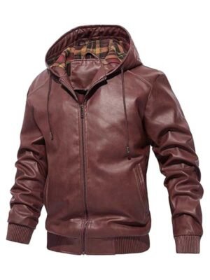 Men's Brown Biker Bomber Leather Jacket