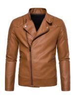 Men's Brown Biker Faux Jacket