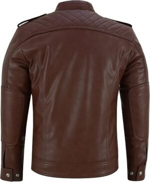 Men's Brown Leather Biker Jacket