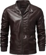 Men's Slim Fit Biker Brown Leather Jacket