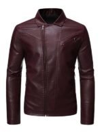 Men's Slim Fit Maroon Zip Up Jacket