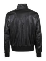 Men's Casual Bomber Black Leather Jacket