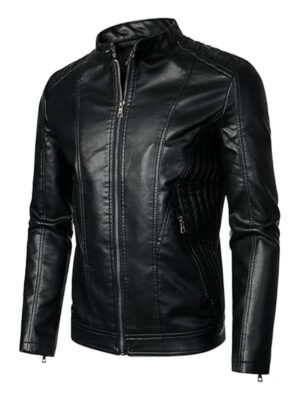 Men's Classic Biker Black Leather Jacket