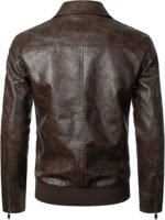 Men's Distress Brown Zipper Jacket