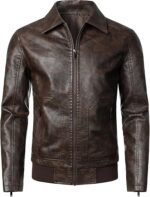 Men's Distress Brown Bomber Jacket