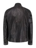 Men's Black Belted Collar Biker Jacket