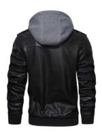 Men's Hooded Biker Black Bomber Jacket