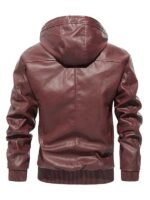 Men's Hooded Biker Brown Bomber Jacket