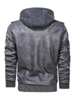 Men's Hooded Biker Grey Bomber Jacket