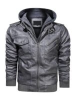 Men's Hooded Biker Leather Jacket