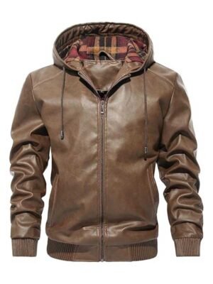 Men's Hooded Biker Leather Jacket