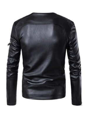 Men's Black Multi Zipper Biker Leather Jacket