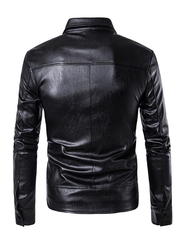 Men's Multi Pocket Black Leather Jacket