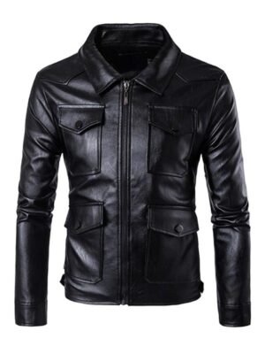 Men's Shirt Style Leather Jacket