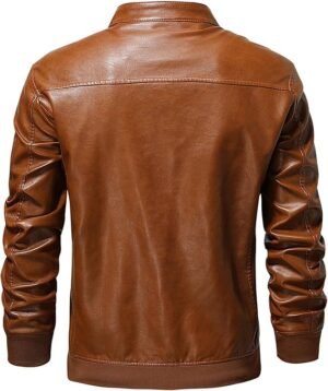 Men's Tan Brown Leather Bomber Jacket