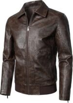 Men's Slim Fit Brown Bomber Jacket