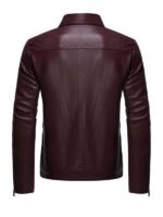 Men's Casual Biker Maroon Jacket