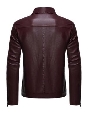 Men's Casual Biker Maroon Jacket