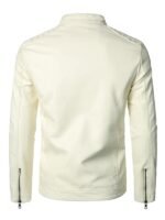 Men's Slim Fit White Leather Jacket