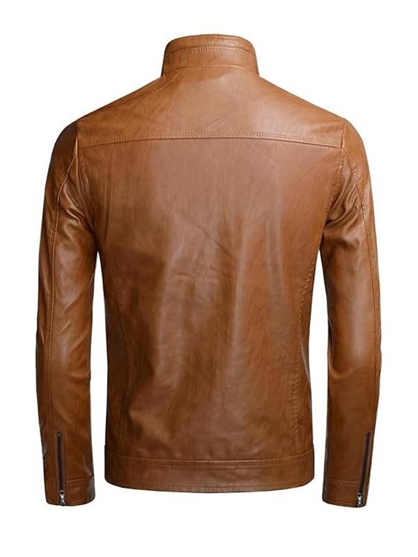 Men's Vintage Biker Tan Brown Jacket