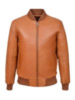 Men's Plain Tan Brown Bomber Jacket