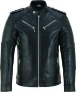 Men's Black Quilted Biker Jacket