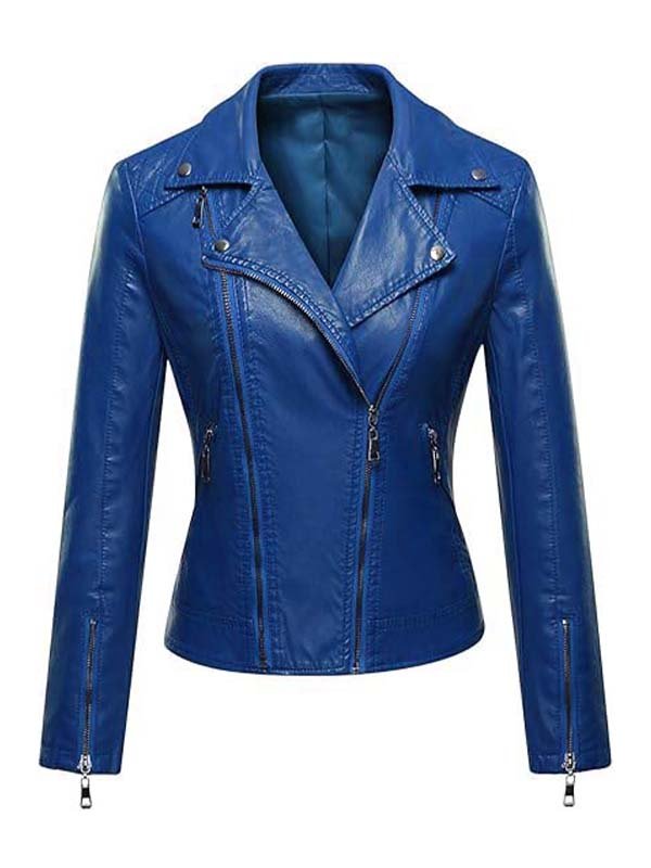 Women's Blue Slimfit Biker Jacket