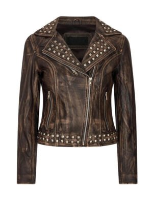 Women's Studded Biker Leather Jacket