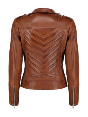 Women's Brown Biker Leather Jacket