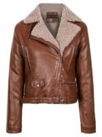 Women's Asymmetrical Zipper Shearling Biker Jacket