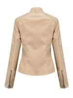 Women's Slimfit Beige Biker Jacket