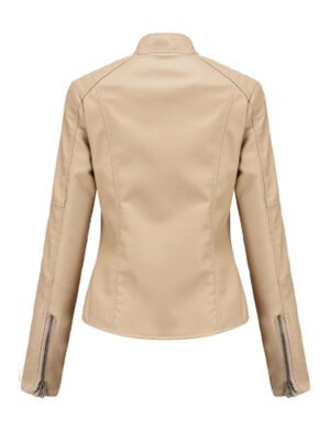 Women's Slimfit Beige Biker Jacket