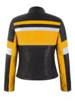 Women's Black And Yellow Biker Jacket