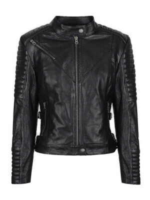 Women's Black Arrow Leather Jacket